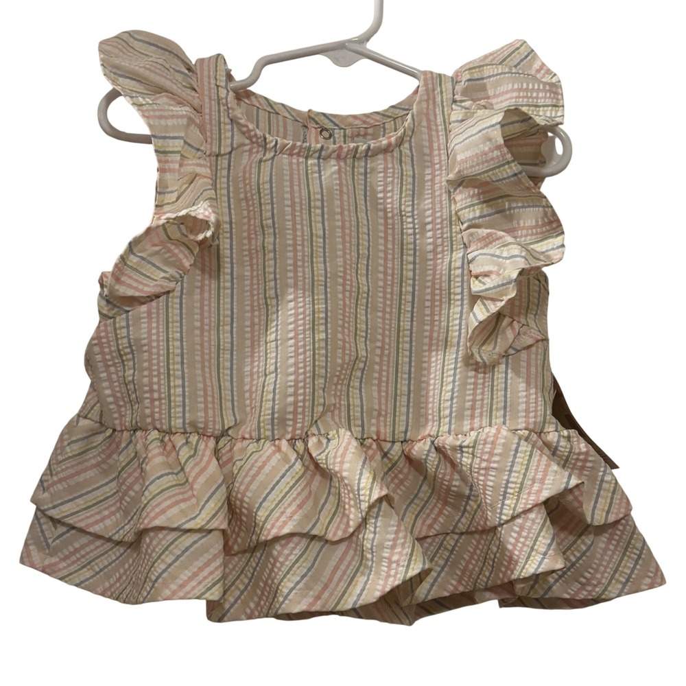 Catherine Malandrino Girls Top Sz 4 NWT Sleeveless Ruffle‎ Striped